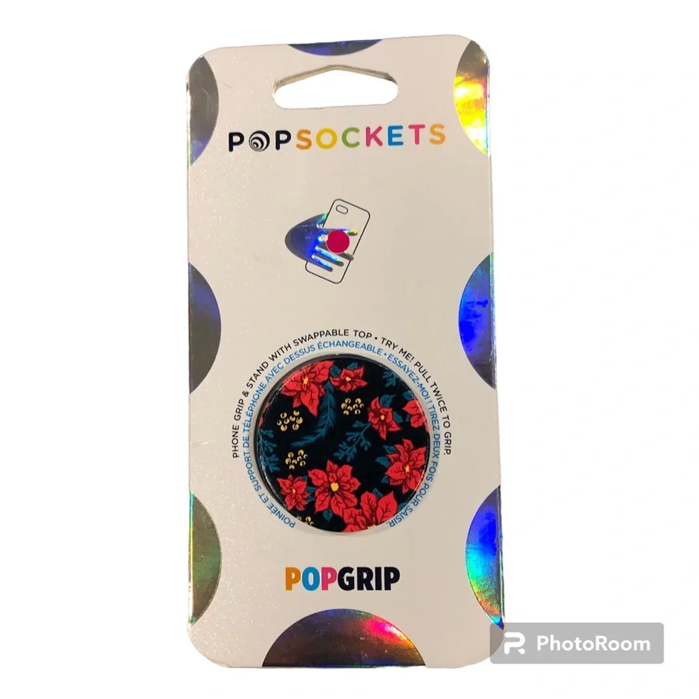 NIP Poinsettia PopSocket PopGrip Stand and Grip Phone Accessory